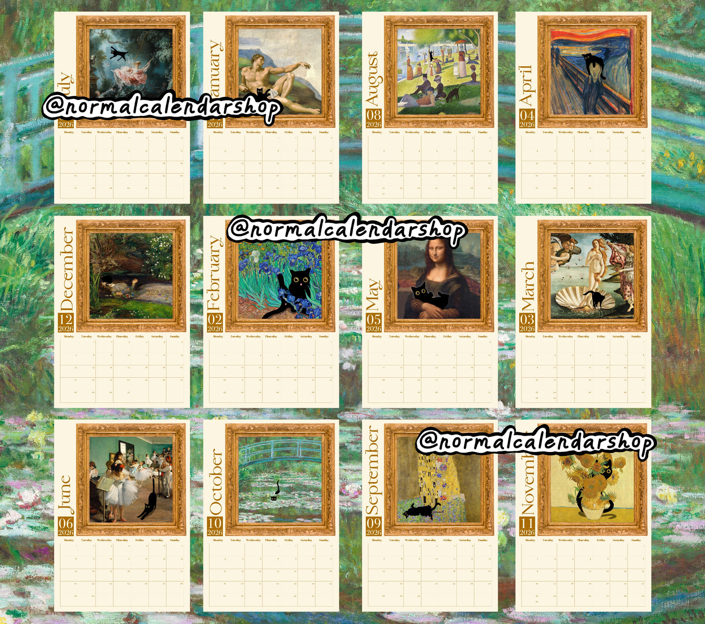 Black Cats in Fine Art Masterpieces 2026 Calendar